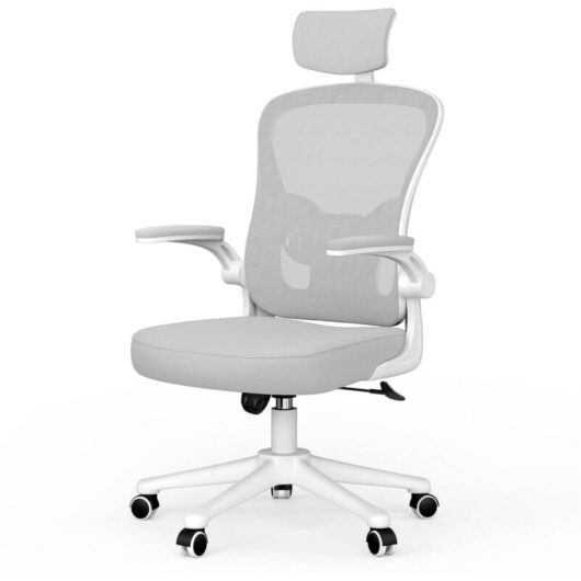 Rattantree - Office Chair Ergonomic Desk Chair Executive Swivel Computer Chair with Headrest Max Load 150kg Grey/White