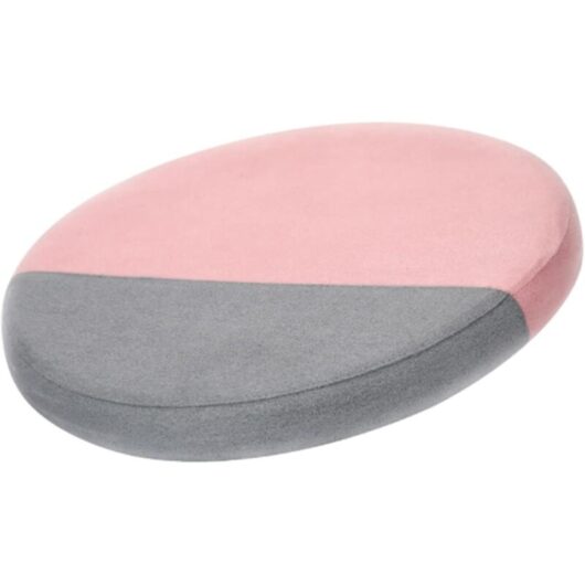 Round Seat Cushion, Round Chair Cushion, Thick Soft Chair Cushions, Detachable, 33 x 33cm, Grey + Pink, for Garden Chair, Office, Floor, Balcony,