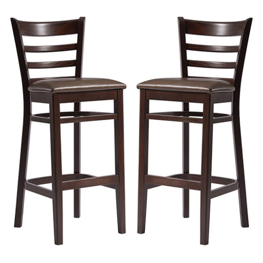 Sarnia Lascari Vintage Brown Faux Leather Bar Chairs In Pair
