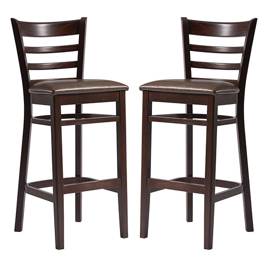 Sarnia Lascari Vintage Brown Faux Leather Bar Chairs In Pair