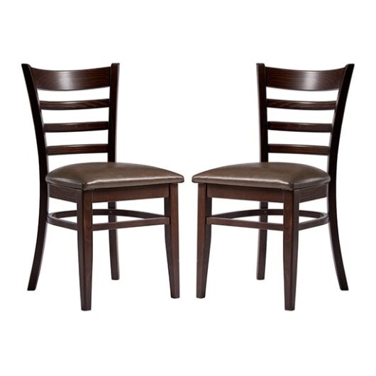 Sarnia Lascari Vintage Brown Faux Leather Dining Chairs In Pair