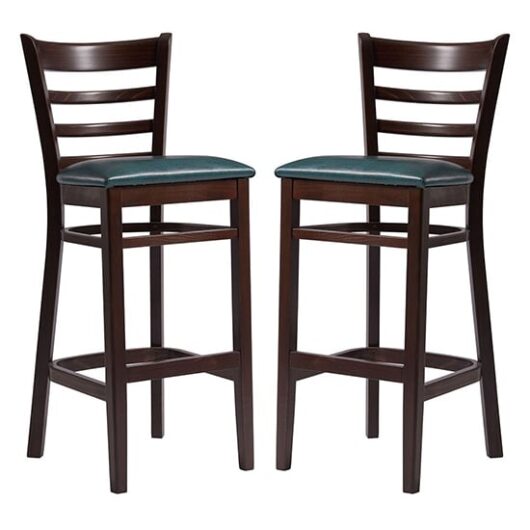 Sarnia Lascari Vintage Teal Faux Leather Bar Chairs In Pair