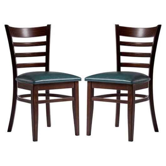Sarnia Lascari Vintage Teal Faux Leather Dining Chairs In Pair