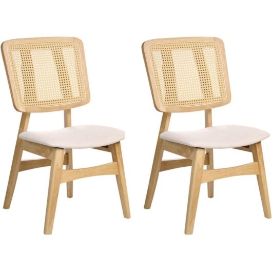 Set of 2 Dining Chairs ALCOVA Wood Light Brown