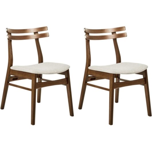 Set of 2 Dining Chairs CYNTHIANA Wood Light Beige