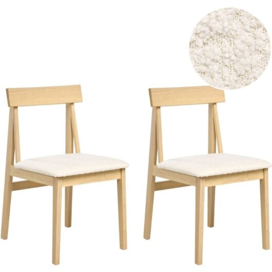 Set of 2 Dining Chairs ISLE Wood Light Brown/ Beige