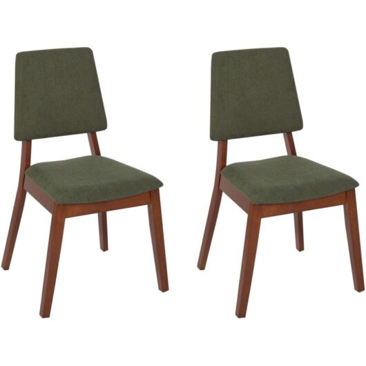 Set of 2 Dining Chairs MERRILL Wood Dark Green