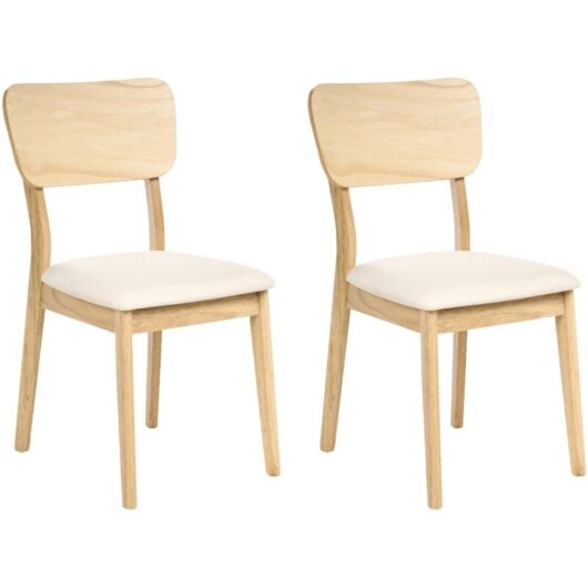 Set of 2 Dining Chairs MINIER Wood Light Beige