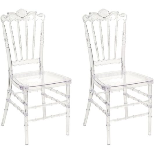Set of 2 Dining Chairs Plastic Vintage-inspired Dining Room Furniture Transparent Mendon