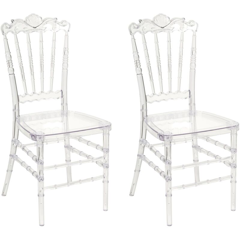 Set of 2 Dining Chairs Plastic Vintage-inspired Dining Room Furniture Transparent Mendon