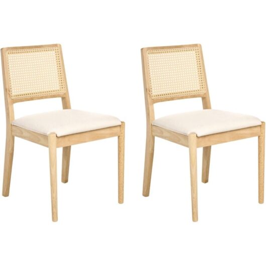 Set of 2 Dining Chairs TAMARAC Wood Light Brown