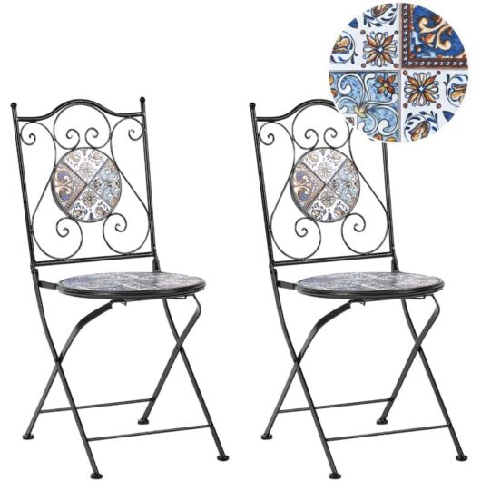 Set of 2 Garden Chairs CIVITA Metal Black