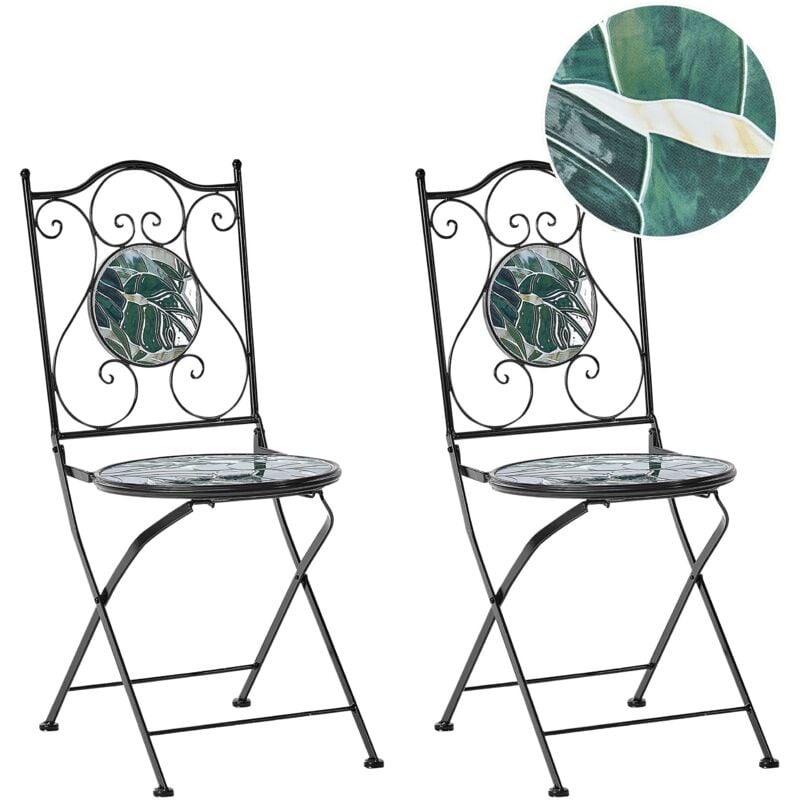 Set of 2 Garden Chairs COZZANA Metal Black