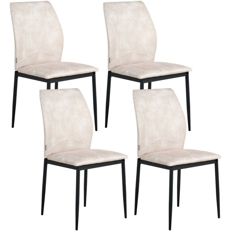 Set of 4 Dining Chairs ROCHEPORT Fabric Light Beige