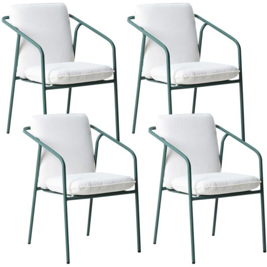 Set of 4 Garden Chairs with Cushions ASCIANO Metal Green