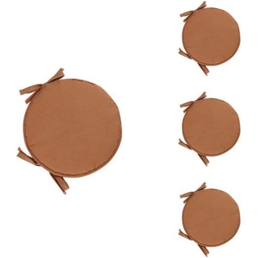 Set of 4 Round Chair Cushions Round Chair Pads for Dining Room Table and Chair with Drawstring 38cm