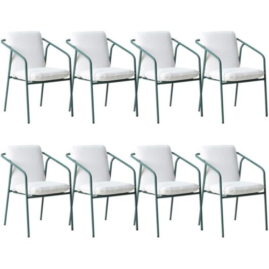 Set of 8 Garden Chairs with Cushions ASCIANO Metal Green
