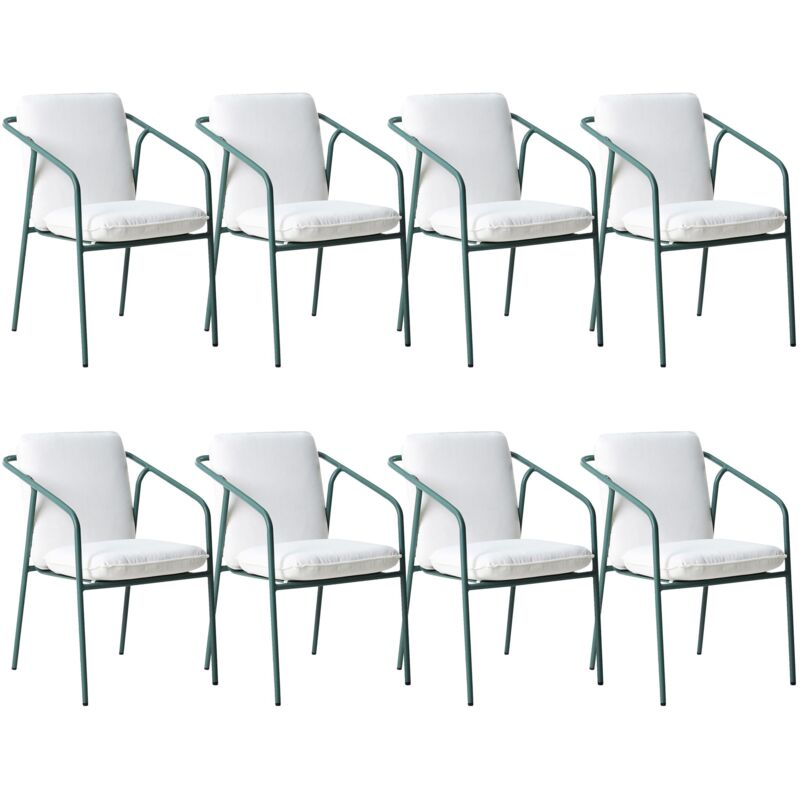 Set of 8 Garden Chairs with Cushions ASCIANO Metal Green