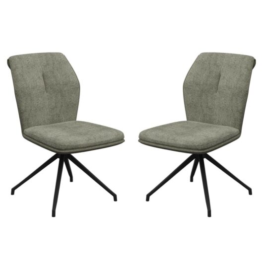 Simsbury Green Fabric Dining Chairs In Pair