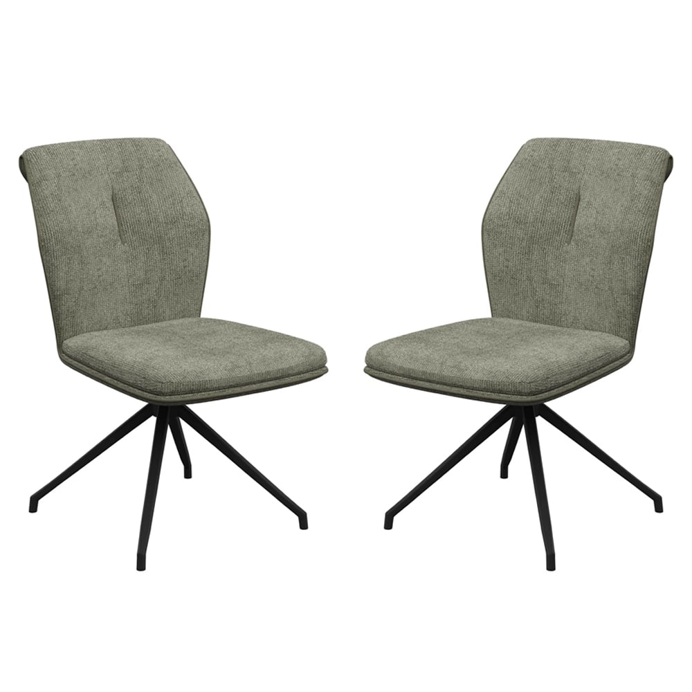 Simsbury Green Fabric Dining Chairs In Pair
