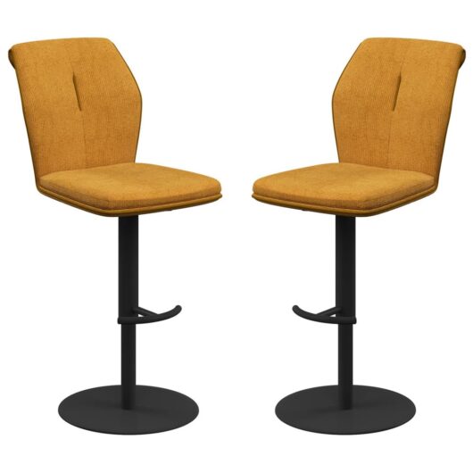 Simsbury Mustard Fabric Bar Chairs In Pair