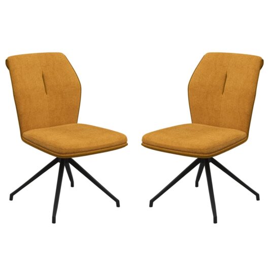 Simsbury Mustard Fabric Dining Chairs In Pair