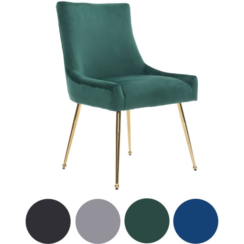 Single Green Viviana Velvet Dining Chair with Gold Legs and Ring Handle - Modern Upholstered Accent Chair