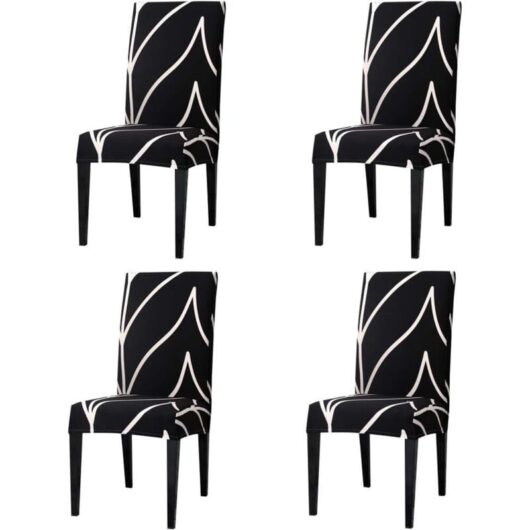 Stretch Dining Room Chair Covers, Universal Chair Covers for Home, Restaurant, Bar, Hotel (4 Pieces, C1)