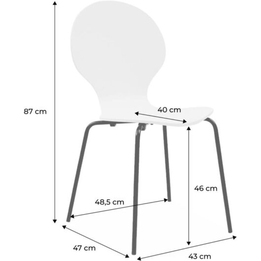 Sweeek - Set of 4 retro wooden stacking chairs, Naomi, Walnut wood-effect, 43x48x87 cm