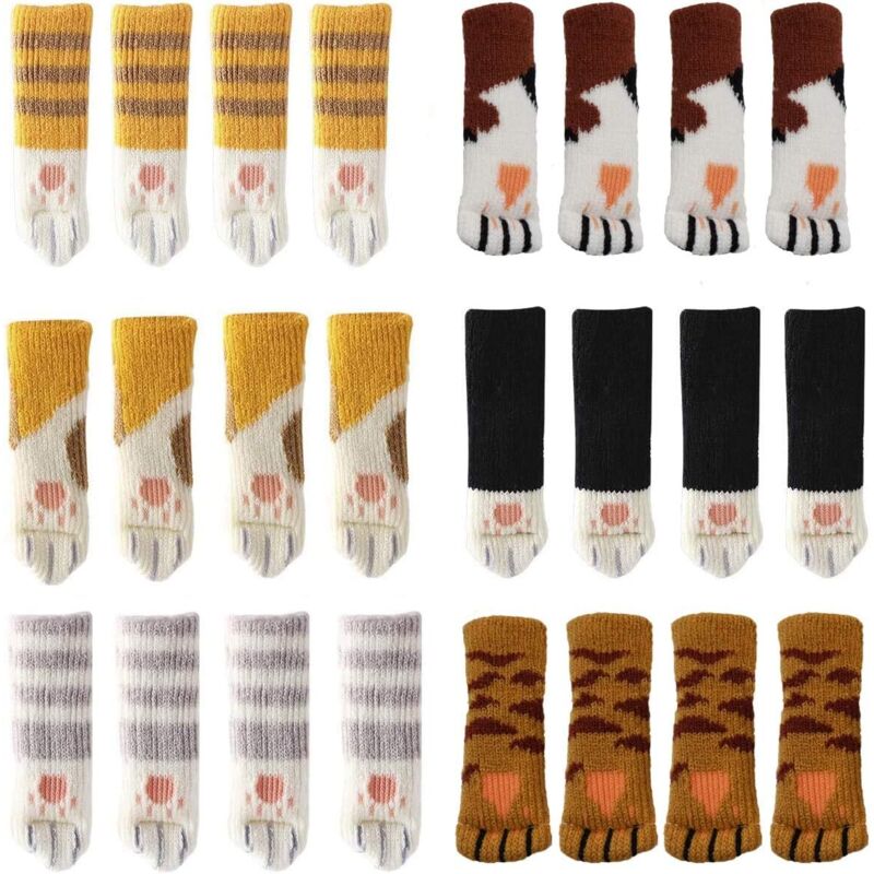 Tinor - 24 Cute Cat Paw Chair Socks Chair Leg Covers Floor Protectors Anti-Scratch Anti-Noise 24PCS(6 sets)