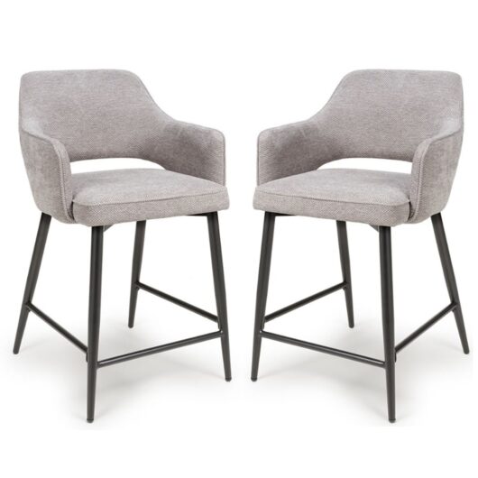 Tipton Pewter Fabric Counter Dining Chairs In Pair