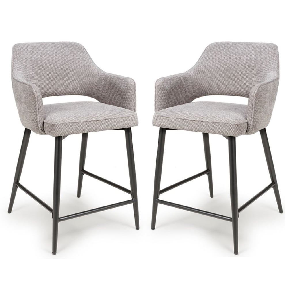 Tipton Pewter Fabric Counter Dining Chairs In Pair