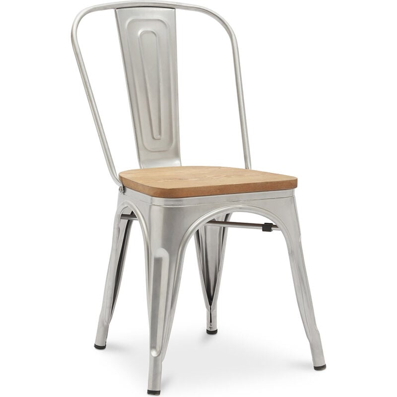 Tolix Style - Dining Chair - Industrial Design - Steel and Wood - New Edition - Stylix Steel