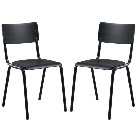 Toulouse Black Wooden Stacking Bar Chairs In Pair