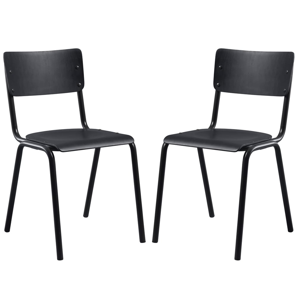 Toulouse Black Wooden Stacking Bar Chairs In Pair