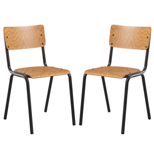 Toulouse Oak Wooden Stacking Bar Chairs In Pair