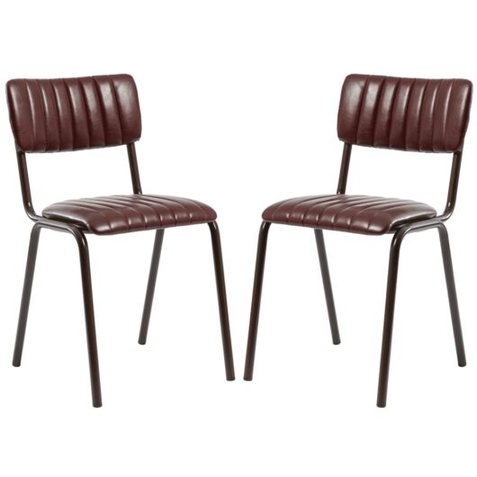 Toulouse Vintage Red Faux Leather Stacking Bar Chairs In Pair