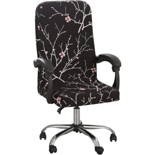 Universal Stretch Office Chair Cover Washable Microfiber Printed Office Chair Covers Comfortable Stretch Armchair Covers Executive Chair(Size:M)