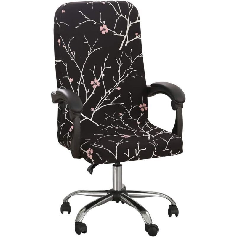 Universal Stretch Office Chair Cover Washable Microfiber Printed Office Chair Covers Comfortable Stretch Armchair Covers Executive Chair(Size:M)