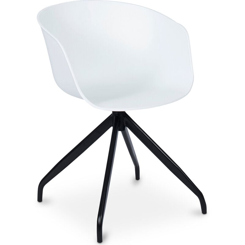 Upholstered Office Chair with Armrests - Black Design Desk Chair - Jodie - Joan White