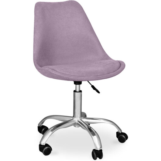 Upholstered swivel chair with Wheels - Tulip Purple