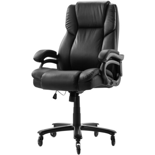 VEVOR Executive Chair, High Back Office Chair with Knob-Control Lumbar Support, Ergonomic Desk Chair Adjustable Tilt & Height, PU Leather Swivel