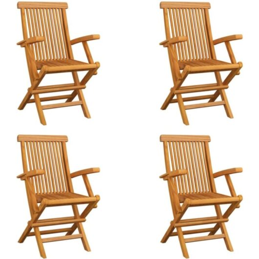 Vidaxl - Folding Garden Chairs 4 pcs Solid Teak Wood
