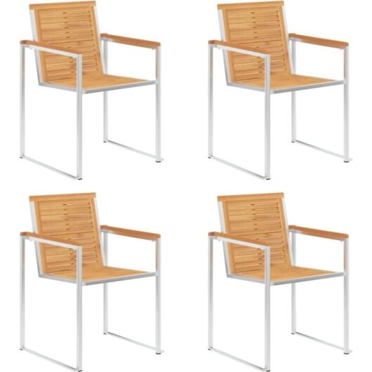 Vidaxl - Garden Chairs 4 pcs Solid Teak Wood and Stainless Steel