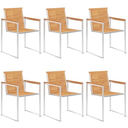 Vidaxl - Garden Chairs 6 pcs Solid Teak Wood and Stainless Steel