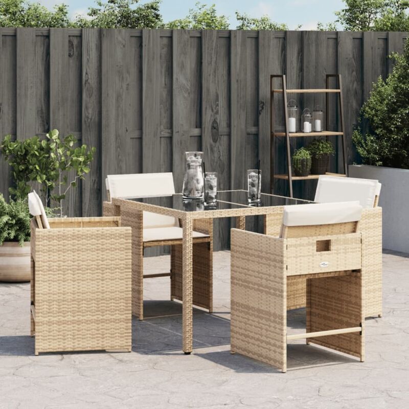Vidaxl - Garden Chairs with Cushions 4 pcs Beige Poly Rattan
