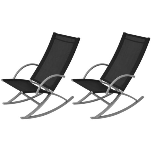 Vidaxl - Garden Rocking Chairs 2 pcs Steel and Textilene Black