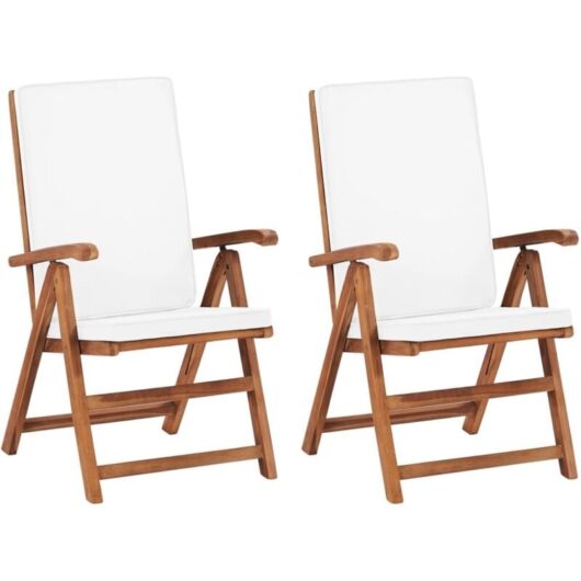 Vidaxl - Reclining Garden Chairs with Cushions 2 pcs Solid Teak Wood Cream