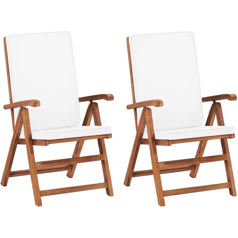 Vidaxl - Reclining Garden Chairs with Cushions 2 pcs Solid Teak Wood Cream