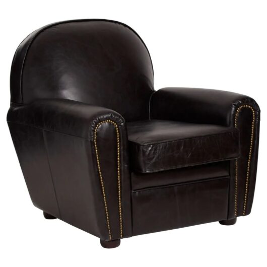 Viroqua Genuine Leather Classic Bedroom Chair In Black